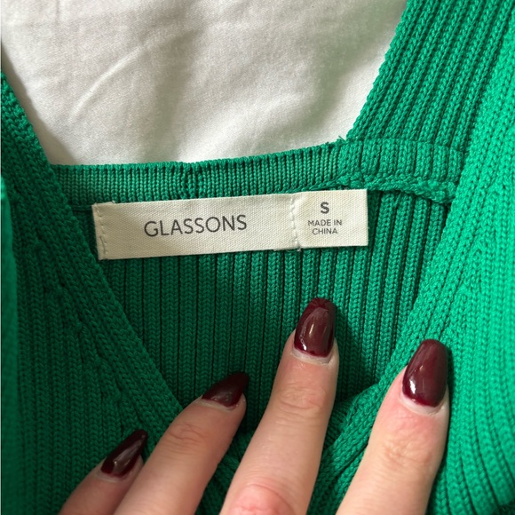 Emerald Green Glassons Cropped Sweater Tank - Picture 3 of 3